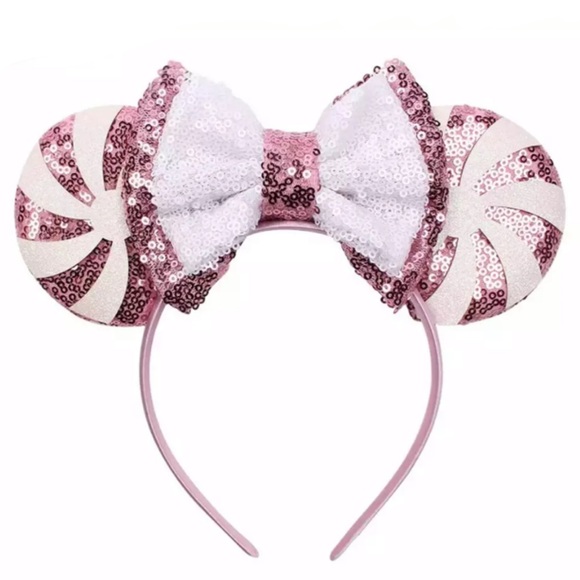 Minnie Mouse Candy Swirl Sequin Headband with Bow - Picture 1 of 12
